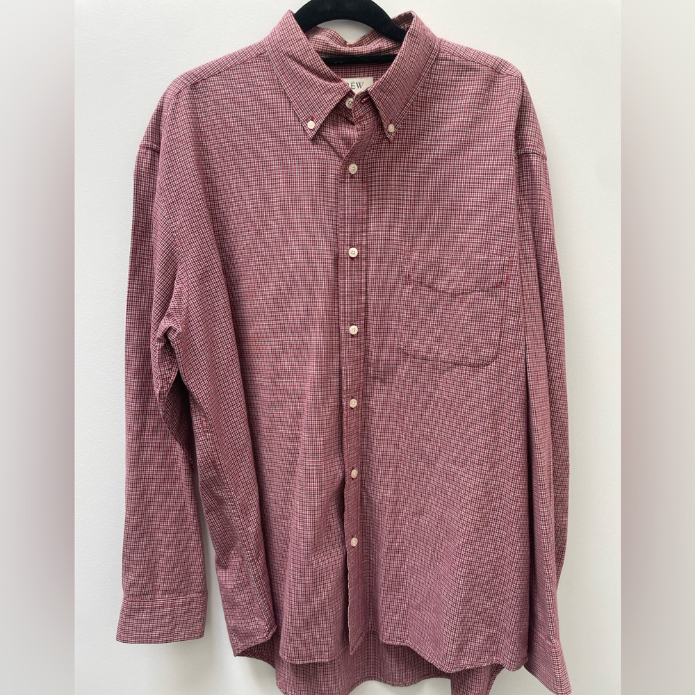 J. Crew 100% Cotton Red Microplaid Button Down Men’s Large